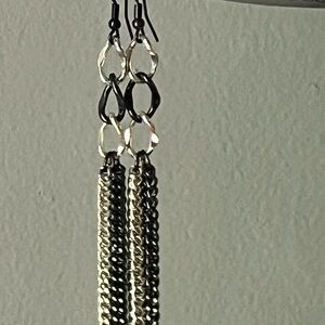 Elegant Silver and Black Dangle Earrings